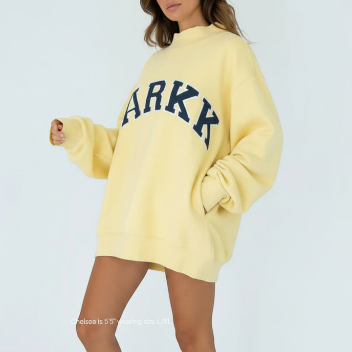 Women's collegiate relaxed fit hoodie, perfect for casual comfort & everyday wear.