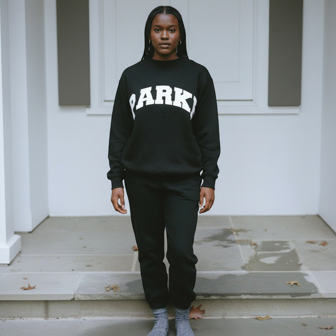 Women's everyday relaxed fit varsity pullover, comfortable and chic loungewear.