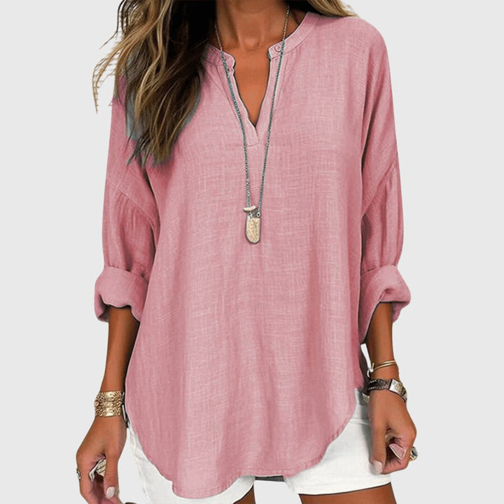 Comfy, lightweight women's long sleeve shirt, ideal for spring & summer fashion. Loose fit everyday top.