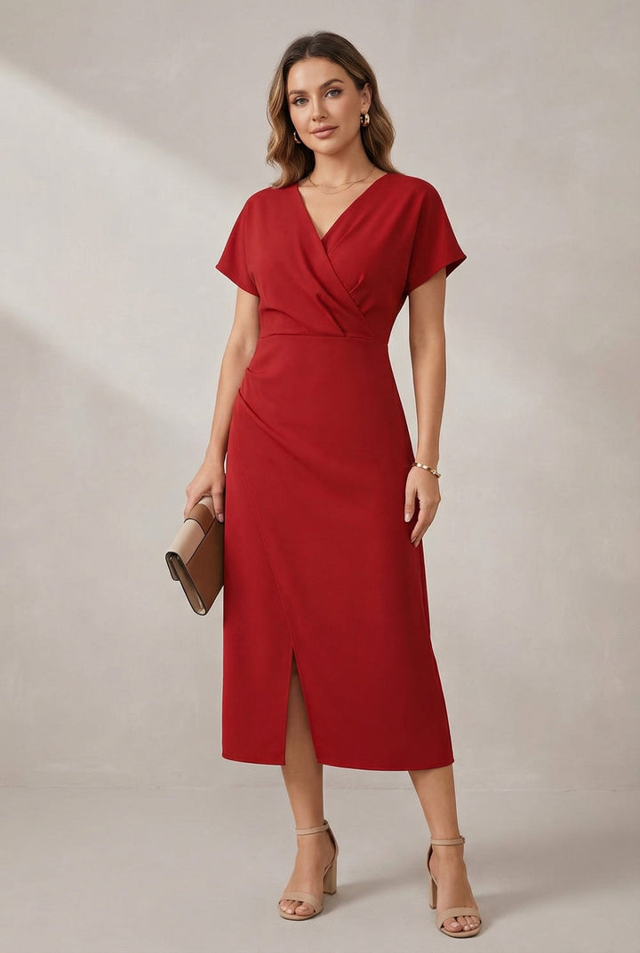 Women's Relaxed V-Neck Midi Dress. Effortless, comfortable & flattering for any season.