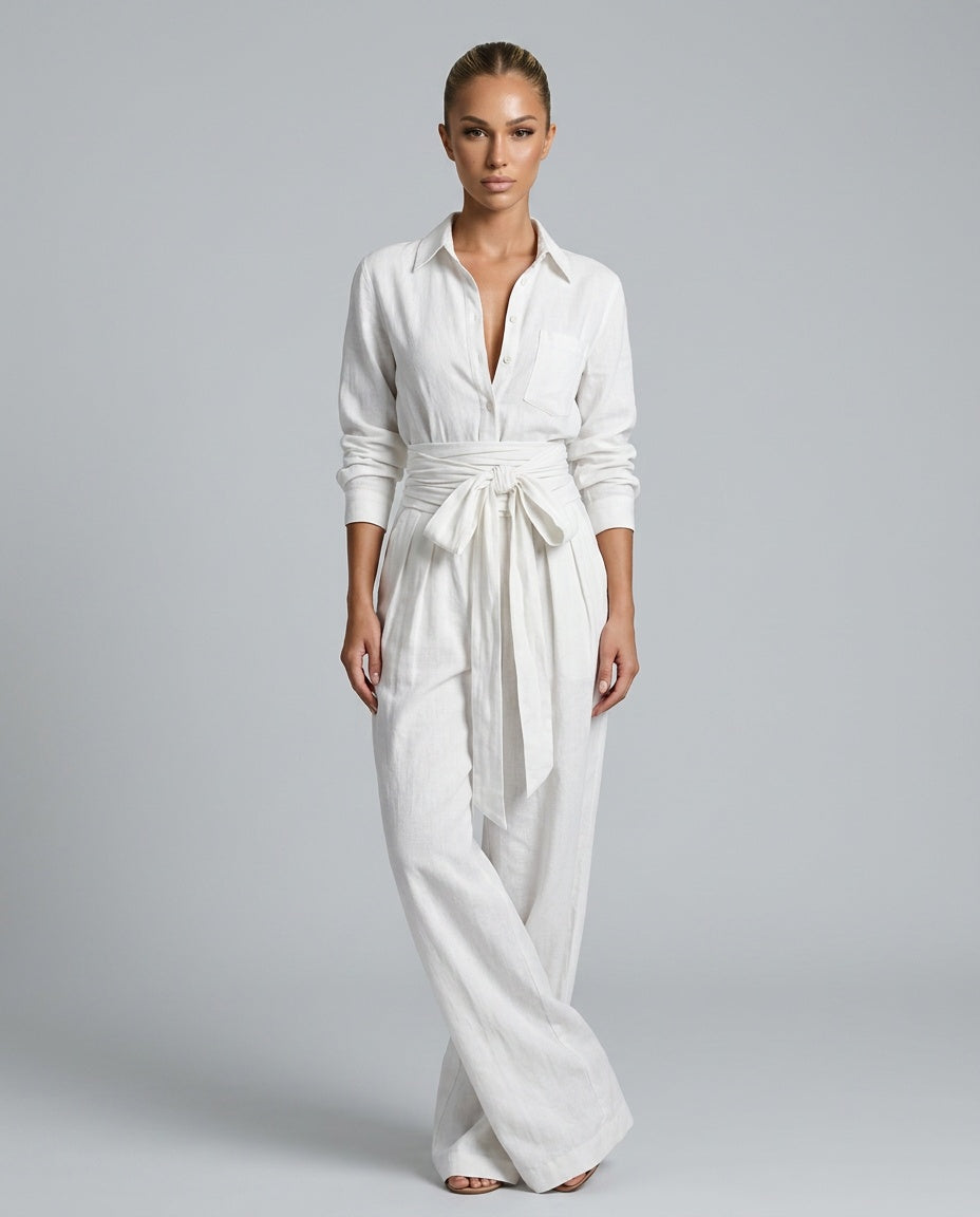 Comfy women's relaxed fit wide leg jumpsuit with front buttons, a stylish and easy spring/summer piece.