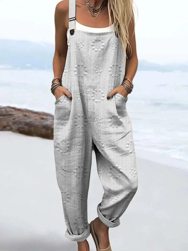 Stylish women's wide-leg jumpsuit, relaxed silhouette with adjustable straps. A must-have for summer fashion.