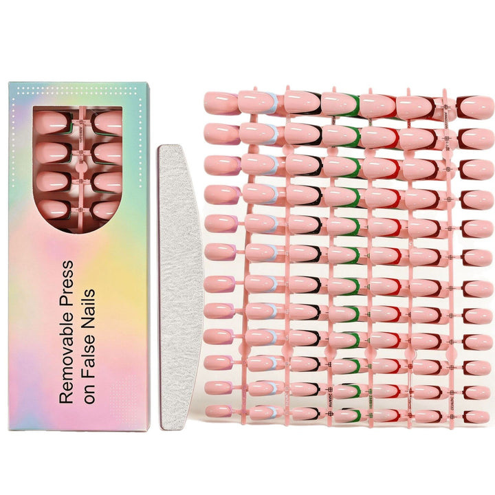 Versatile press-on false nail kit for women with 144 distinct designs, ideal for various looks & occasions.