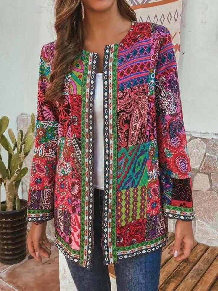 Cozy women's knitted cardigan, stylish and versatile for layering, perfect retro fashion.