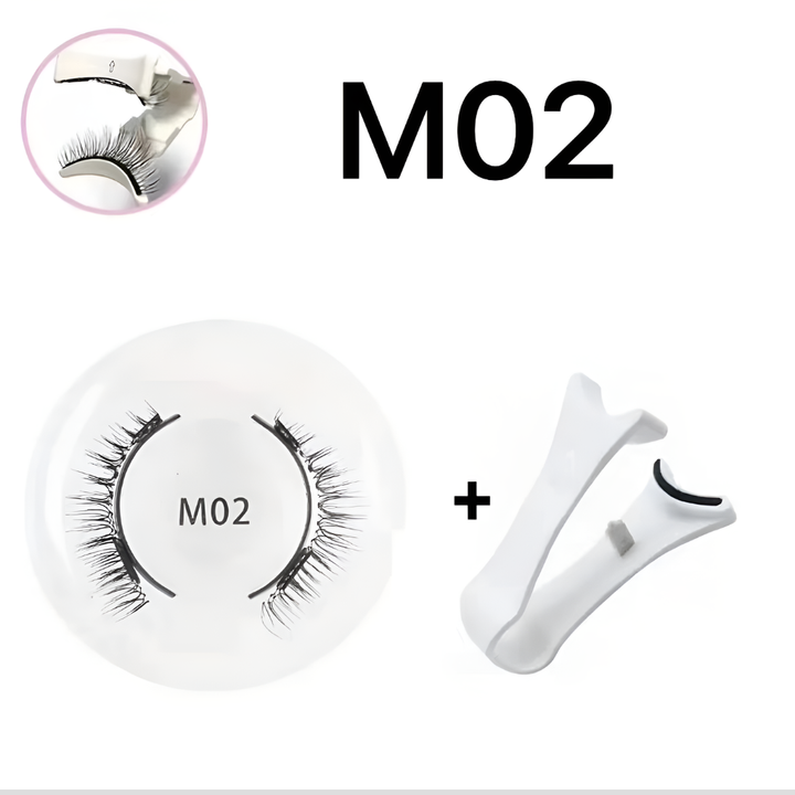 Close-up of natural-looking magnetic false eyelashes for women, showing synthetic fibers. Reusable, no-glue beauty.