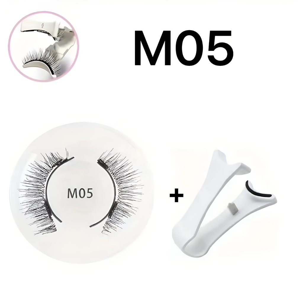 Eyes with beautifully applied reusable magnetic false eyelashes, showcasing the natural look for women's beauty.