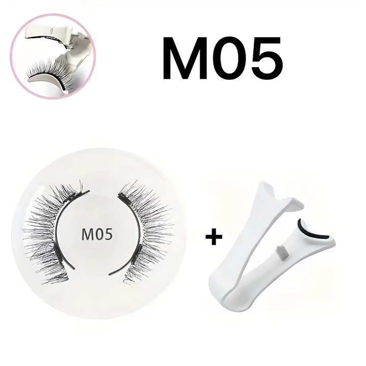 Eyes with beautifully applied reusable magnetic false eyelashes, showcasing the natural look for women's beauty.