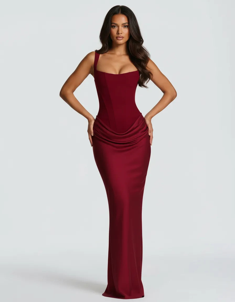 Women's versatile midi dress, sculpted and flattering. Perfect for chic occasion wear & sophisticated events.