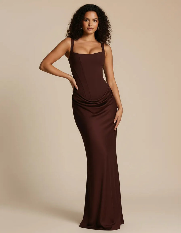 Versatile women's sculpted midi dress for any occasion, from cocktail parties to formal events. Flattering fit.