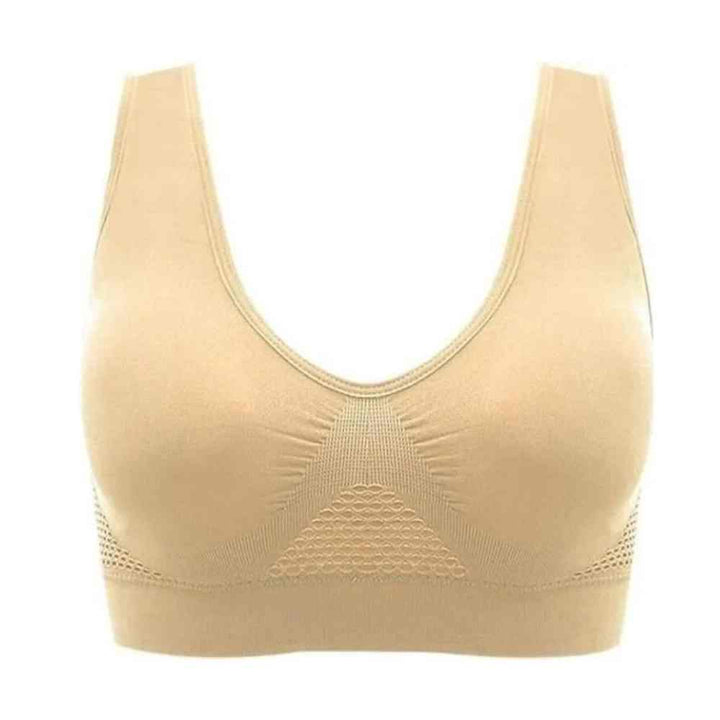 Women's seamless comfort bra set with honeycomb support for natural lift & all-day wear.