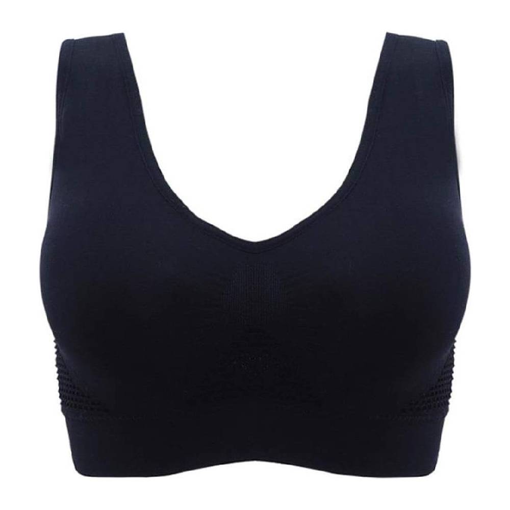 Close-up of women's seamless comfort bra showing honeycomb texture & natural lift feature.