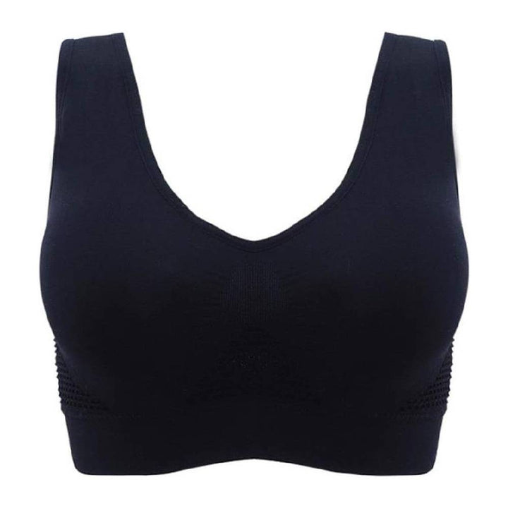 Close-up of women's seamless comfort bra showing honeycomb texture & natural lift feature.