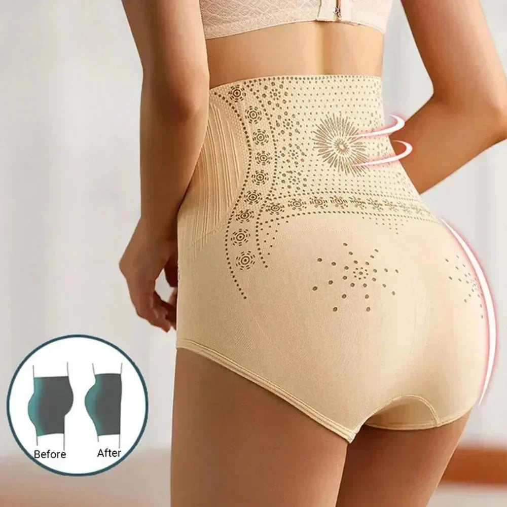 Lingerie shapewear: women's high-waisted seamless briefs for tummy control and posture support.