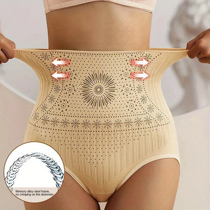 Soft seamless high-waisted briefs, women's underwear for tummy control and slimming effect.