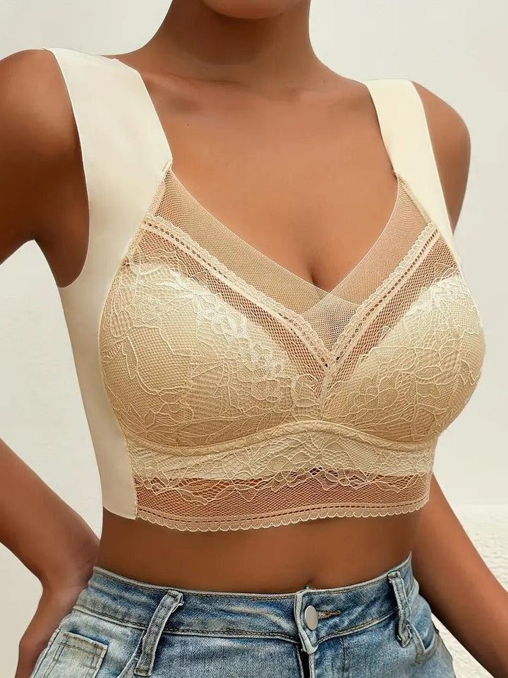 Comfortable women's wireless bralette with seamless push-up lace design. Perfect soft lingerie for daily wear.