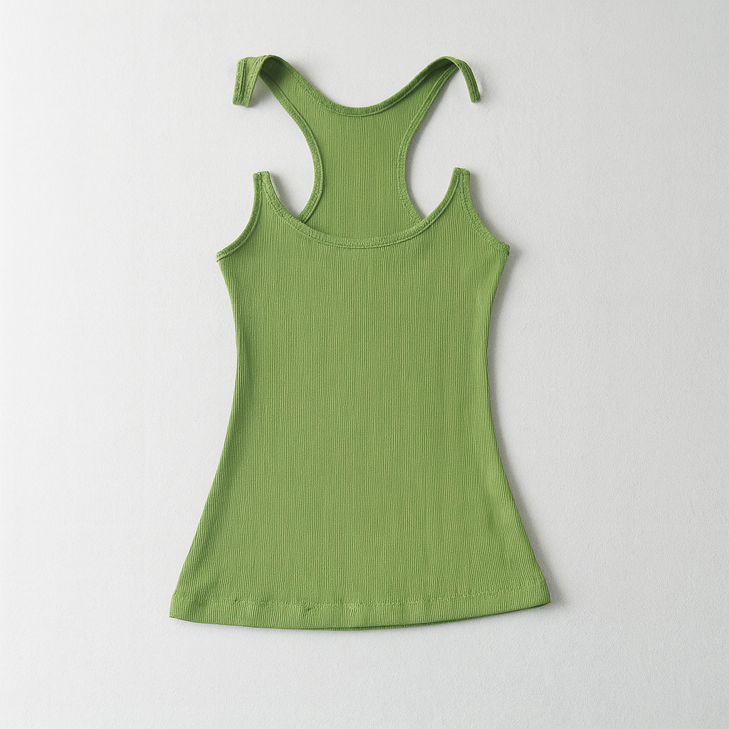 Women's seamless ribbed tank top with invisible straps for ultimate comfort and smooth, casual summer style.