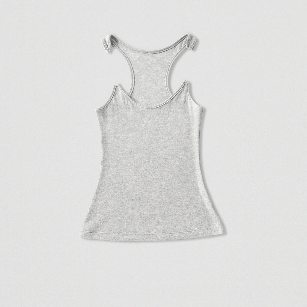 Versatile women's slim fit ribbed tank top with invisible straps, perfect for layering or modern casual wear.