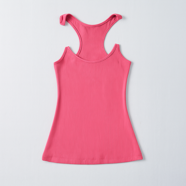 Soft, seamless women's ribbed tank top featuring invisible straps for a sleek, comfortable, and modern look.