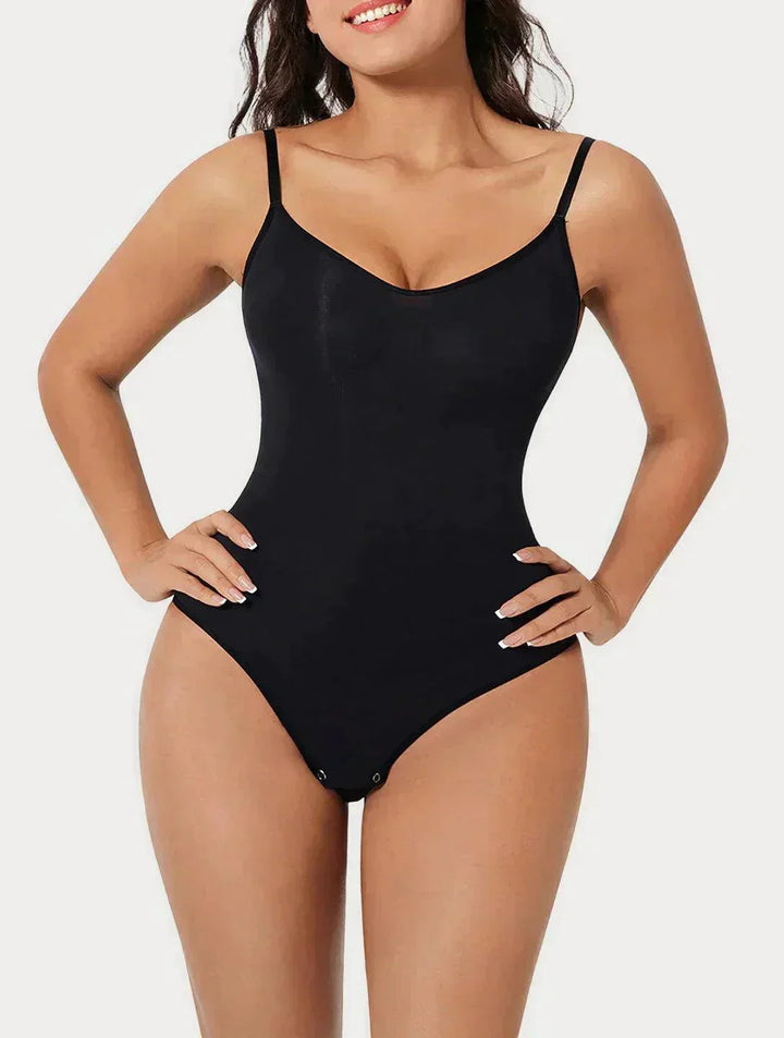 Women's seamless V-neck shapewear bodysuit for slimming & ultimate curve enhancement.