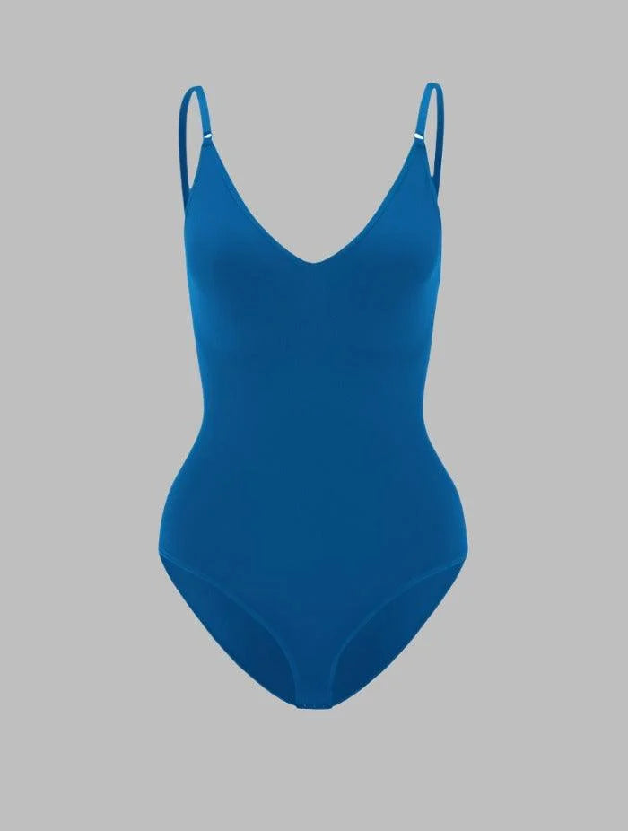 Essential women's seamless V-neck shapewear bodysuit for a sculpted, seamless slimming look.