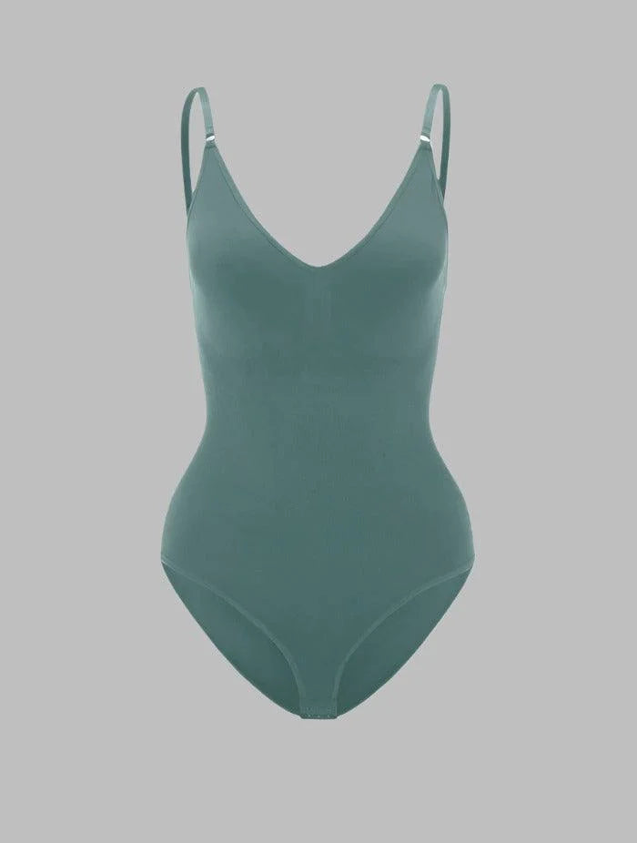 Versatile seamless V-neck shapewear bodysuit for women, perfect for any outfit with comfort fit.