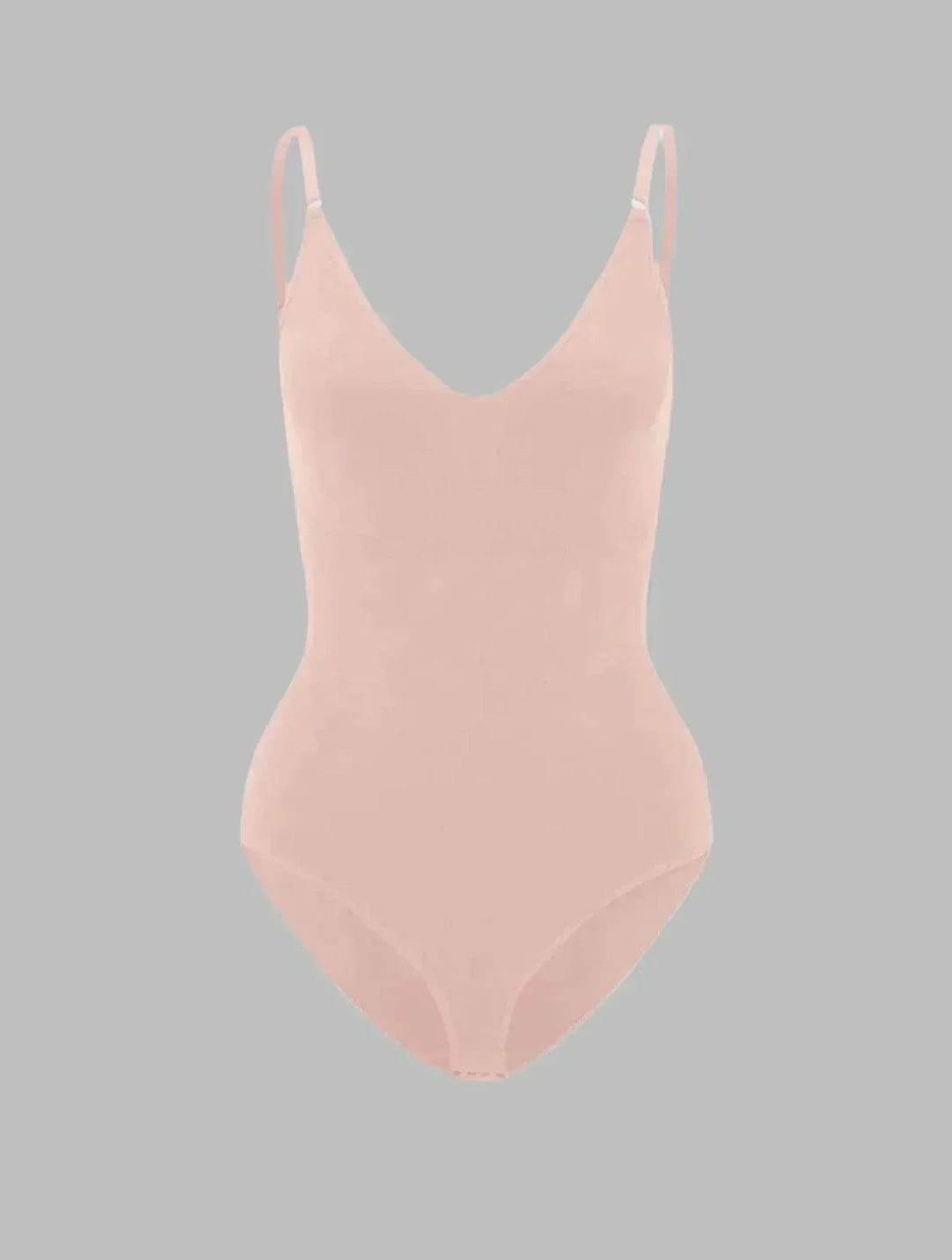 Soft women's seamless V-neck shapewear bodysuit, a comfortable undergarment for everyday wear.