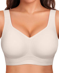 Women's wireless comfort bra, seamless design, full coverage support.