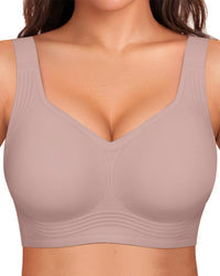 Comfortable plus size wireless bra, seamless, full coverage, supportive for women.