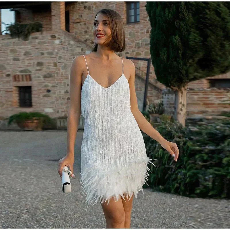 Glamorous women's fitted sequin mini dress, ideal for summer parties, night out & special occasions.