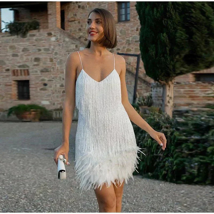 Glamorous women's fitted sequin mini dress, ideal for summer parties, night out & special occasions.