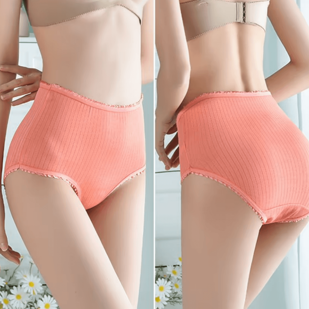 Discreet leakproof women's underwear trio offering absorbent protection and comfort.