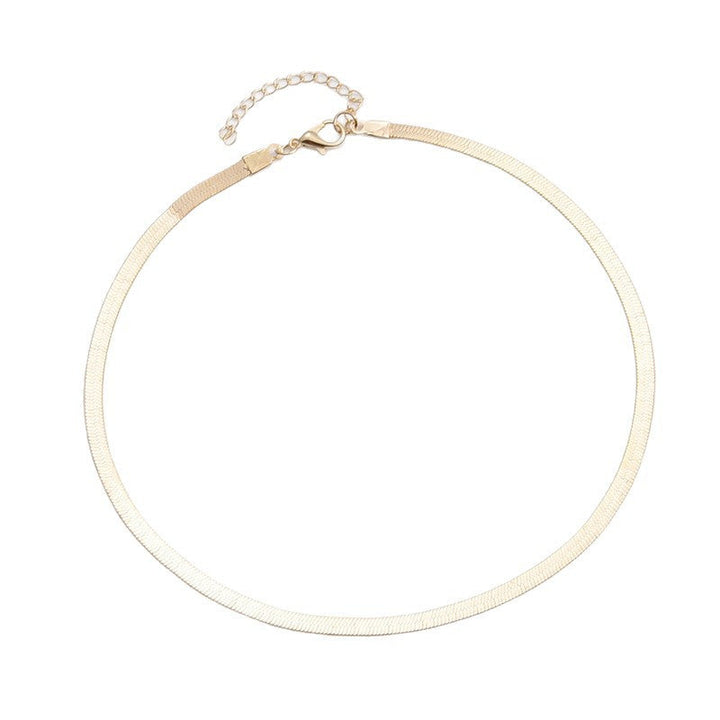 Dainty gold snake chain necklace. Versatile women's minimalist jewelry, perfect for stacking and fashion.