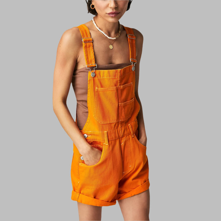 Comfortable women's sleeveless denim jumpsuit, a stylish & chic choice for spring & summer casual outfits.