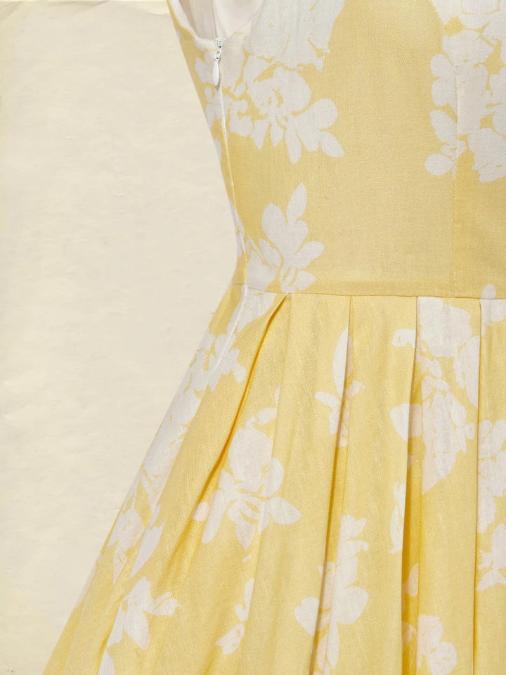 A-line silhouette women's sleeveless floral midi dress, a flattering and comfortable design.