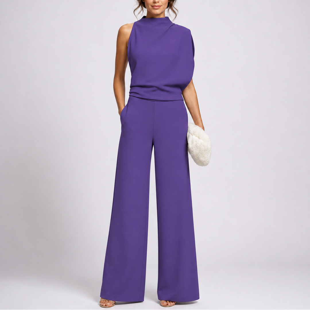 Elegant wide-leg formal jumpsuit for women, sleeveless & comfortable, ideal for evening & partywear.
