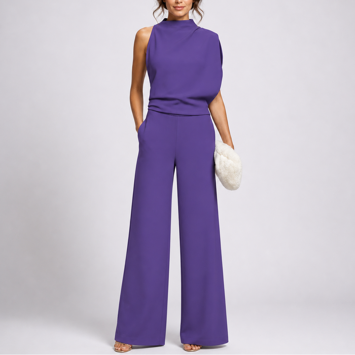 Elegant wide-leg formal jumpsuit for women, sleeveless & comfortable, ideal for evening & partywear.