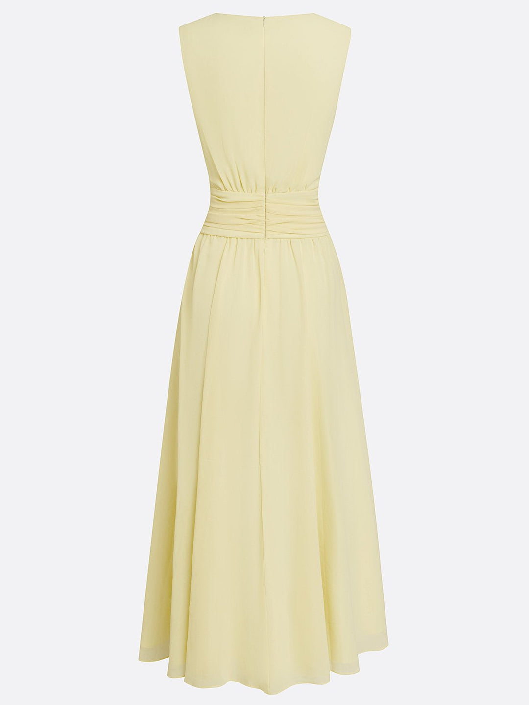 Women's A-line maxi with delicate ruching & sleeveless cut for special occasions.
