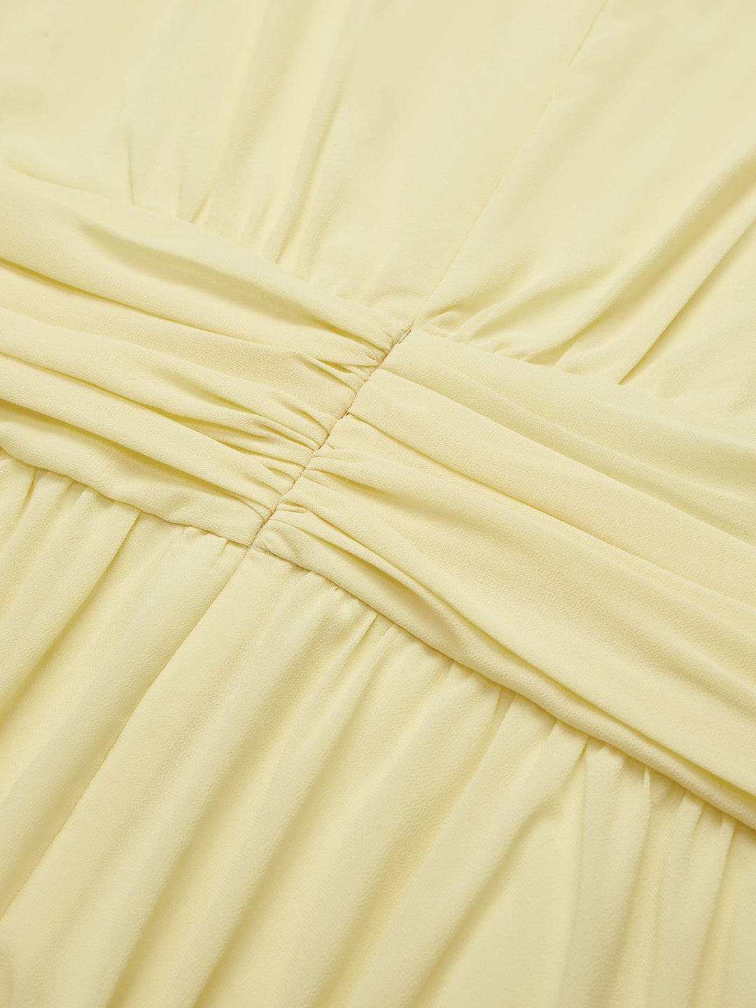 Chic sleeveless ruched A-line maxi dress, perfect for modern wedding guests & galas.