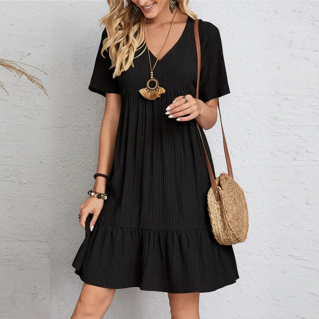 Elegant women's shaping V-neck bodycon dress with retro style and tummy control.