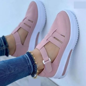 Breathable women's open-back slip-on casual shoes with adjustable fit, offering orthopedic comfort and support.