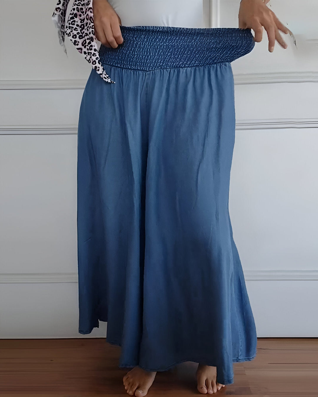 Comfortable women's smocked maxi skirt. Elegant, flowy, & versatile, perfect for casual spring & summer outfits.