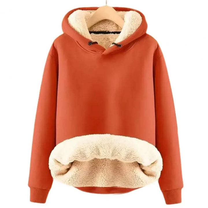 Women's soft fleece-lined hoodie, perfect for cozy comfort in winter.
