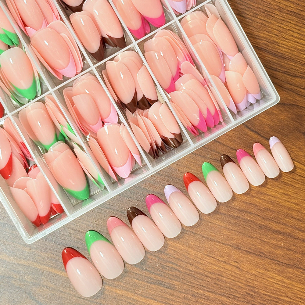 Women's soft gel false nail tips set for easy DIY manicures. Reusable artificial nails for beauty.