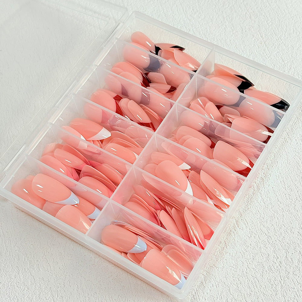 Women's artificial soft gel nail tips. A complete set for elegant false nails & DIY home beauty manicures.