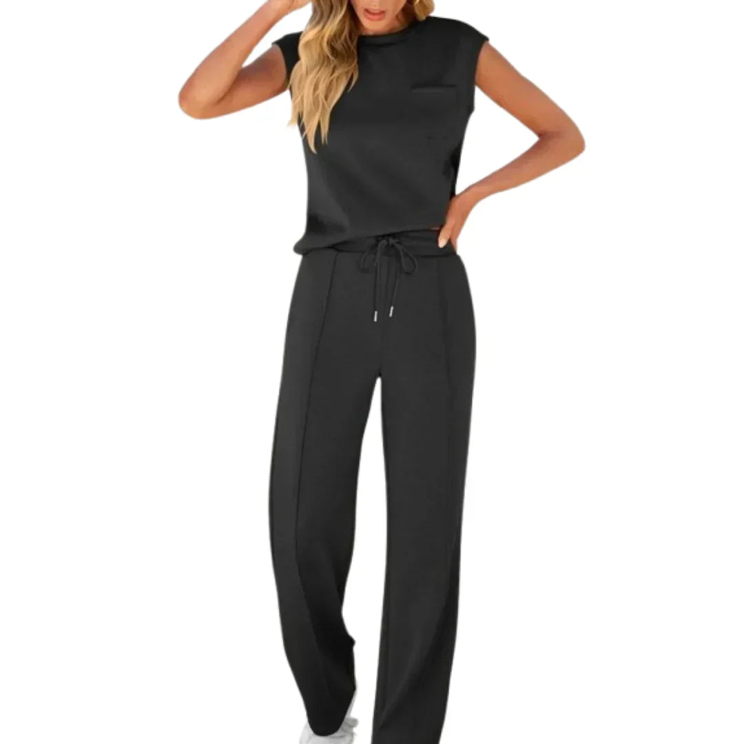 Women's soft summer lounge set, a comfortable two-piece outfit for casual wear and relaxation.
