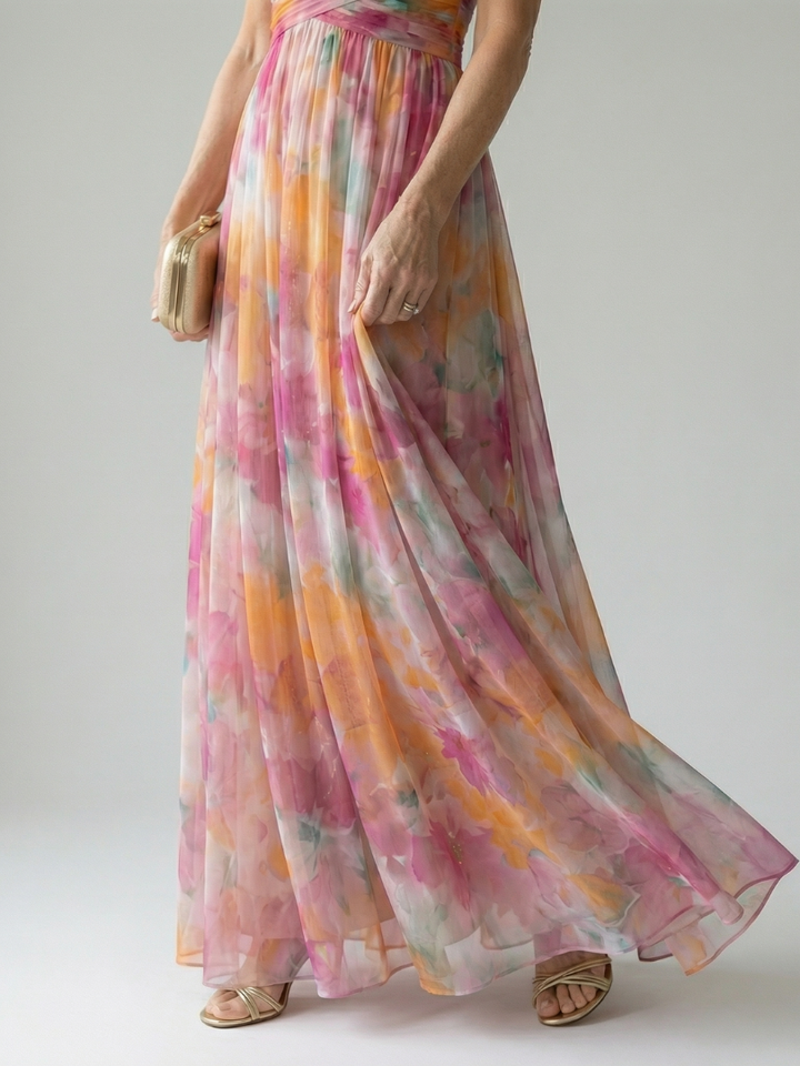 Comfortable women's sleeveless wrap dress, multi-color, perfect for spring fashion.