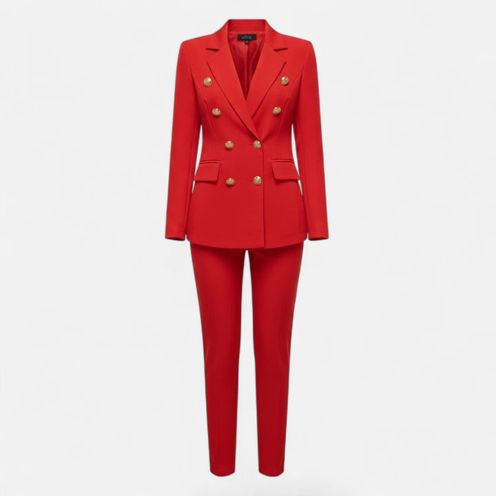 Solid color tailored women's suit set, a professional jacket and pants combo for elegant business attire.