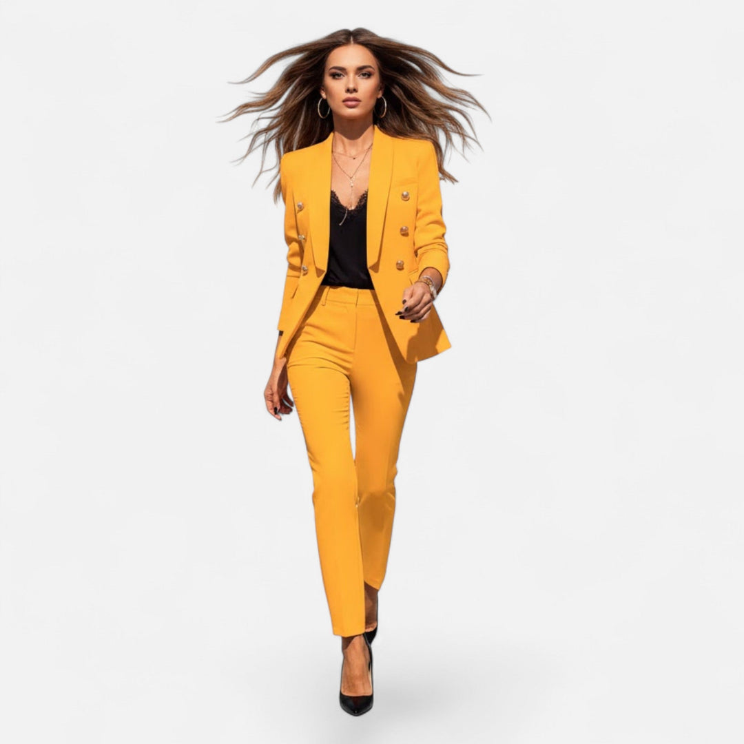 Sharp women's solid color tailored suit set, ideal for formal wear, business meetings, and office.