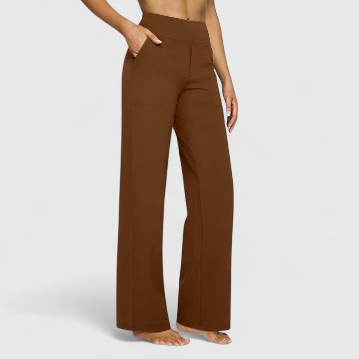 Tailored-fit women's pull-on pants with pockets, providing a comfortable yet polished workwear look.
