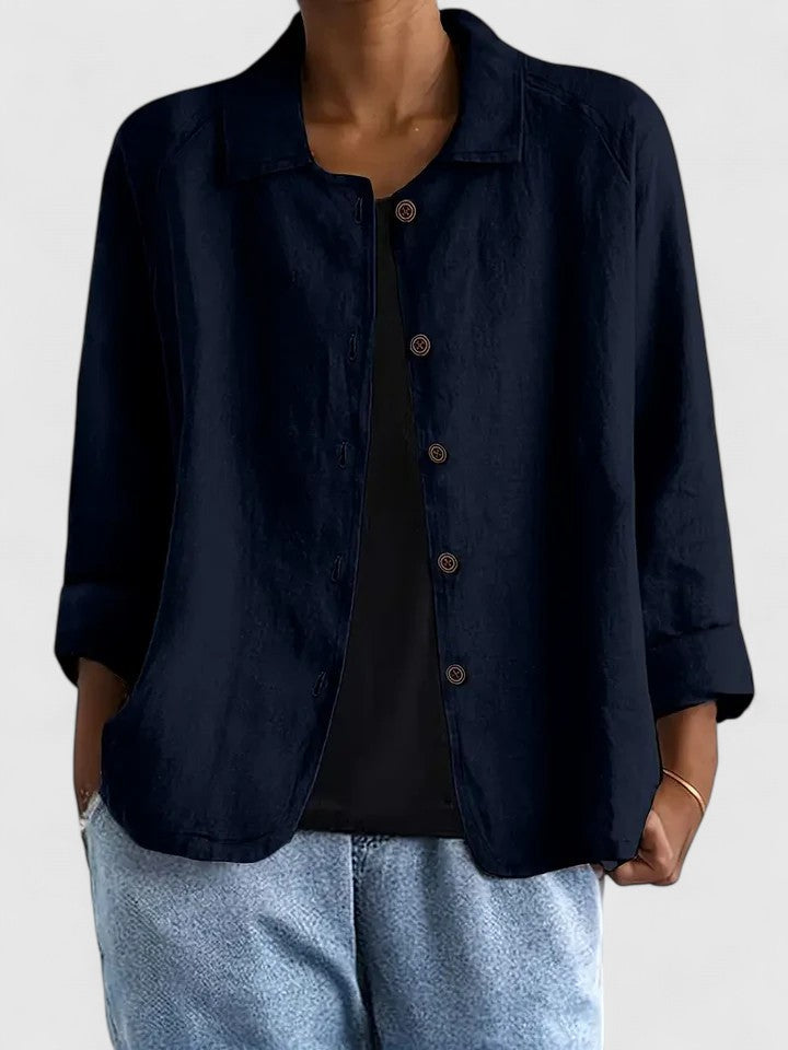 Elegant women's long sleeve top, perfect for a chic, versatile, and comfortable workwear or everyday style.